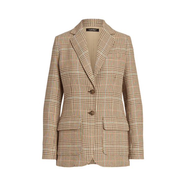 Plaid Linen-Cotton Tweed Blazer Lauren 1