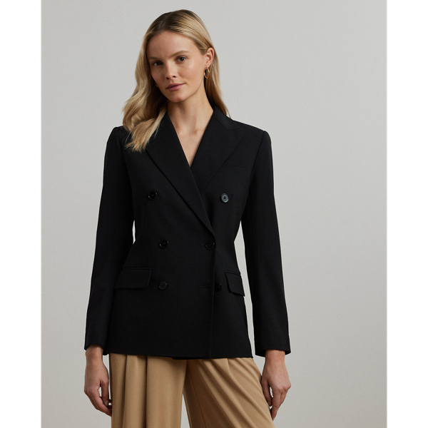 Polo Black Double-Breasted Wool Crepe Blazer Lauren 1