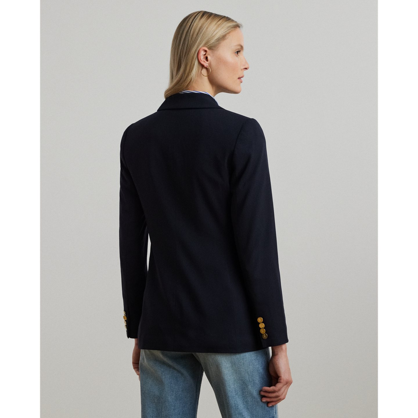 Женский пиджак Ralph Lauren Double-Breasted Wool Crepe Blazer, цвет: Тёмно-синий — фото 2