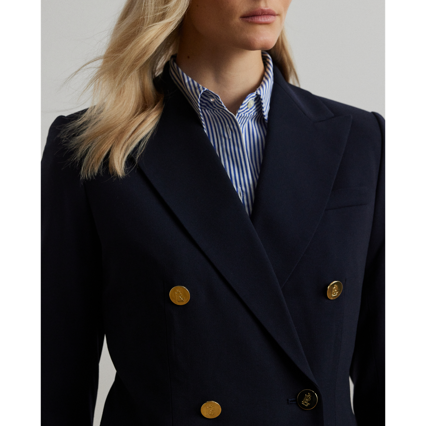 Женский пиджак Ralph Lauren Double-Breasted Wool Crepe Blazer, цвет: Тёмно-синий — фото 3