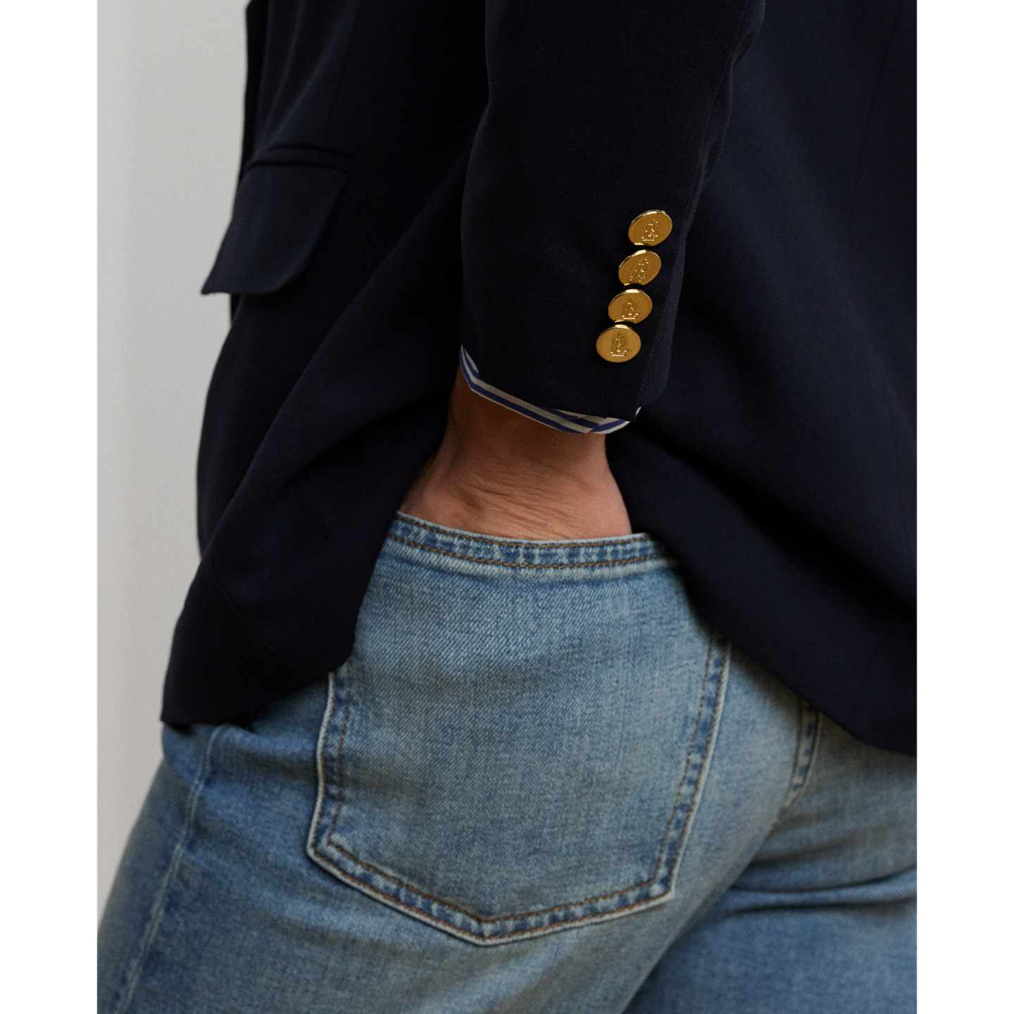 Женский пиджак Ralph Lauren Double-Breasted Wool Crepe Blazer, цвет: Тёмно-синий — фото 4