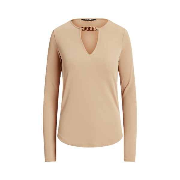 Chain-Trim Stretch Jersey Top Lauren 1