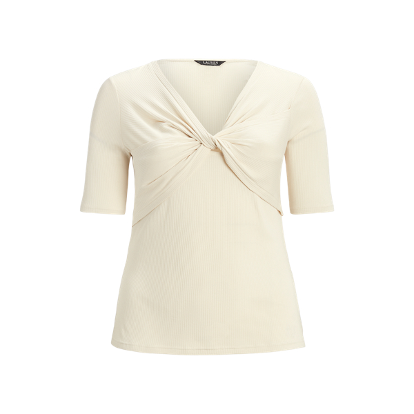 Ribgebreid T-shirt van katoenmix Lauren Woman in 1