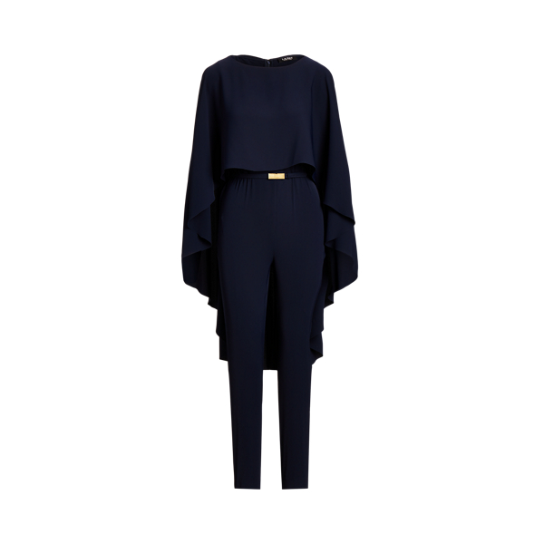 Belted Cape Georgette Jumpsuit Ralph Lauren