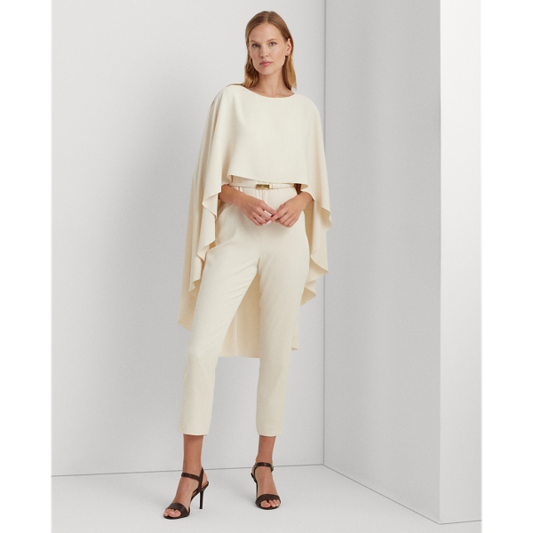 Belted Cape Georgette Jumpsuit