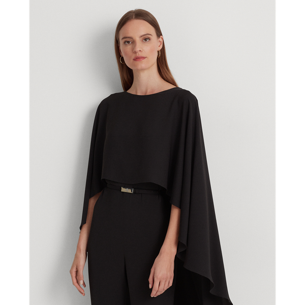Belted Cape Georgette Jumpsuit