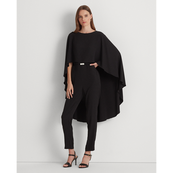 Belted Cape Georgette Jumpsuit