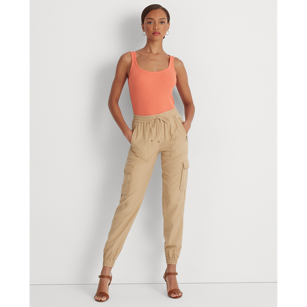 Birch Tan Twill Cargo Ankle Pant Lauren 1