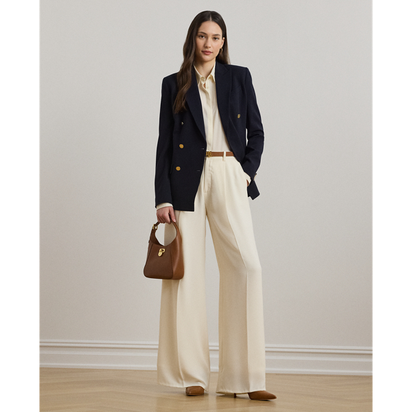 Mascarpone Cream Double-Faced Georgette Wide-Leg Pant Lauren 1