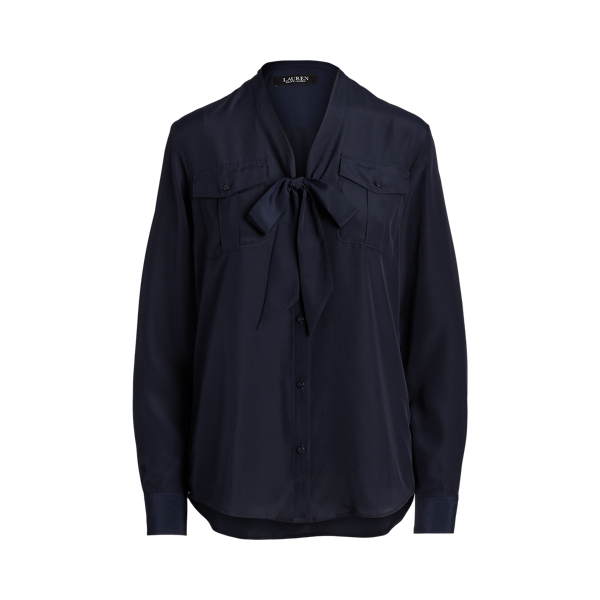 Camisa de crep&eacute; con lazo al cuello Lauren en 1