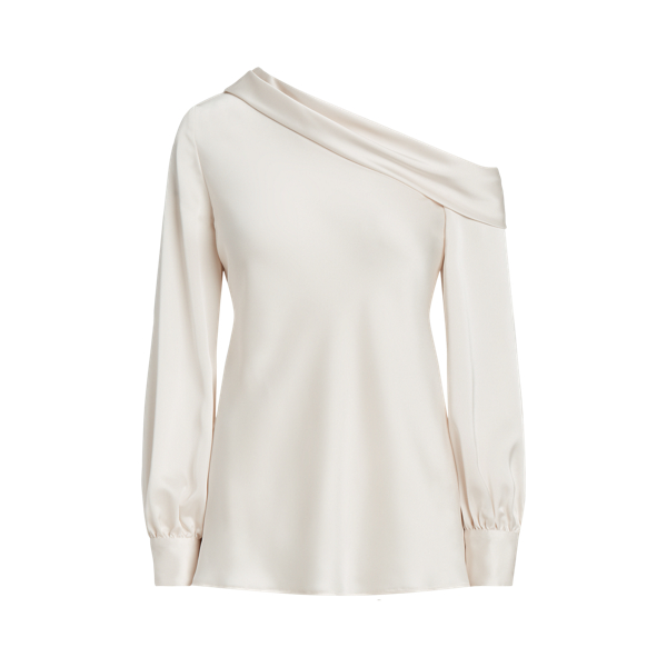 Blouse asym&eacute;trique en satin Lauren en 1