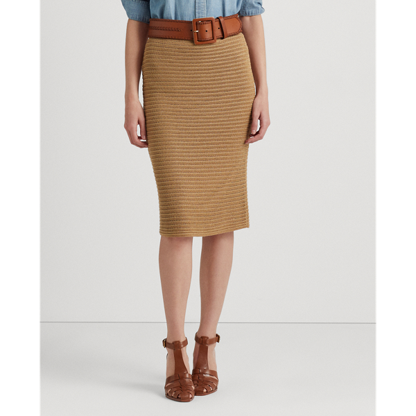 Metallic New Bronze Metallic Cotton-Blend Knit Pencil Skirt Lauren 4