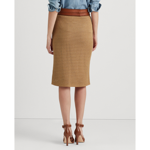 Metallic New Bronze Metallic Cotton-Blend Knit Pencil Skirt Lauren 5