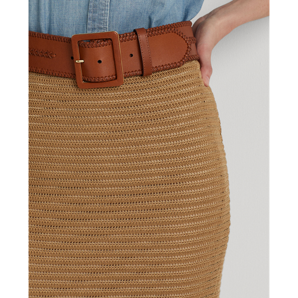 Metallic New Bronze Metallic Cotton-Blend Knit Pencil Skirt Lauren 6