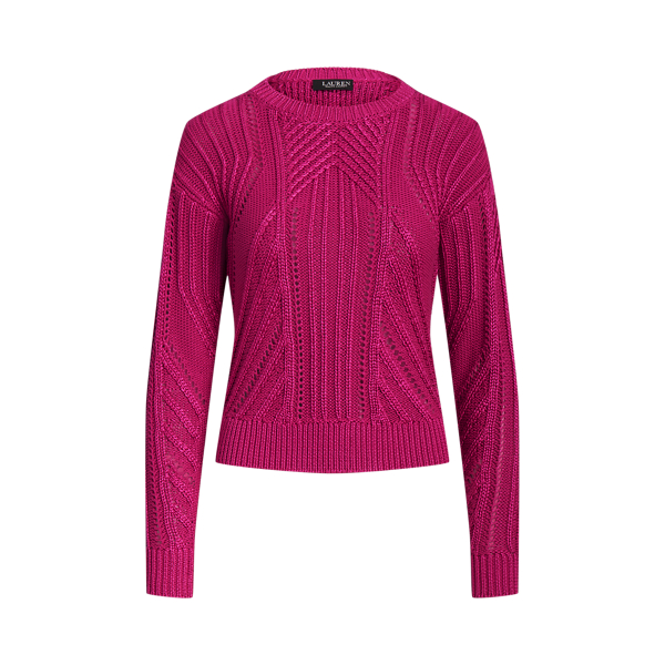 Camisola de algod&atilde;o e malha pontilhada Lauren Petite em 1
