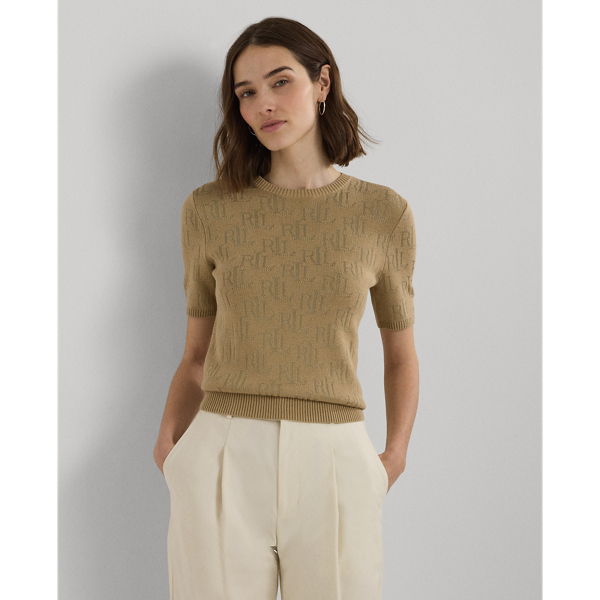 Monogram Jacquard Short-Sleeve Sweater