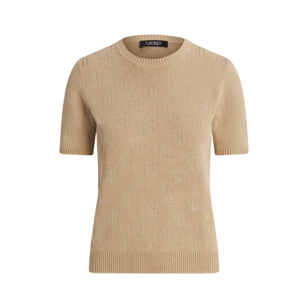 Jacquard-Kurzarmpullover mit Monogramm