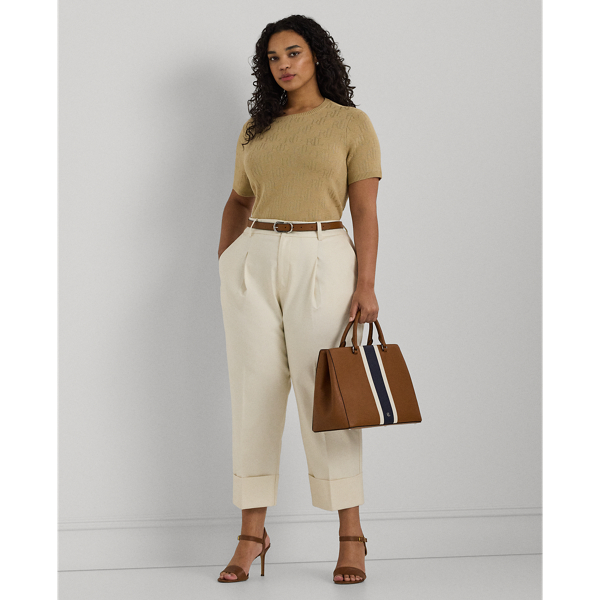 Birch Tan Monogram Jacquard Short-Sleeve Sweater Lauren Woman 4