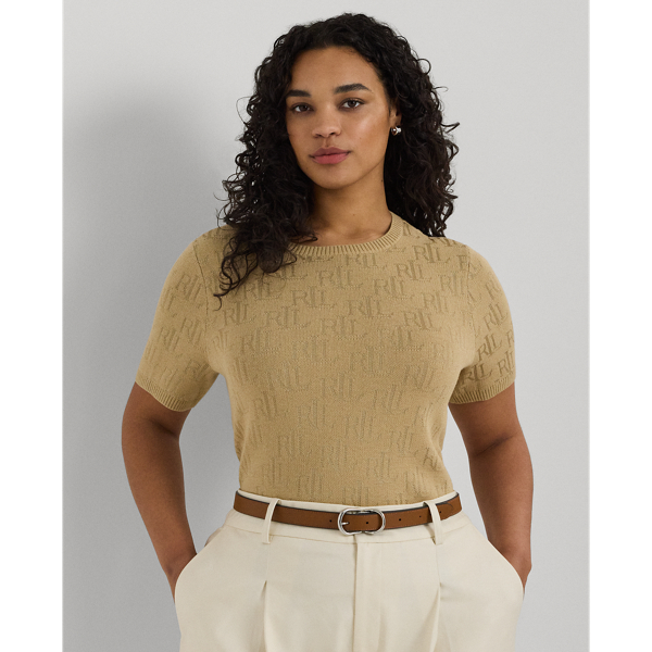 Monogram Jacquard Short-Sleeve Sweater