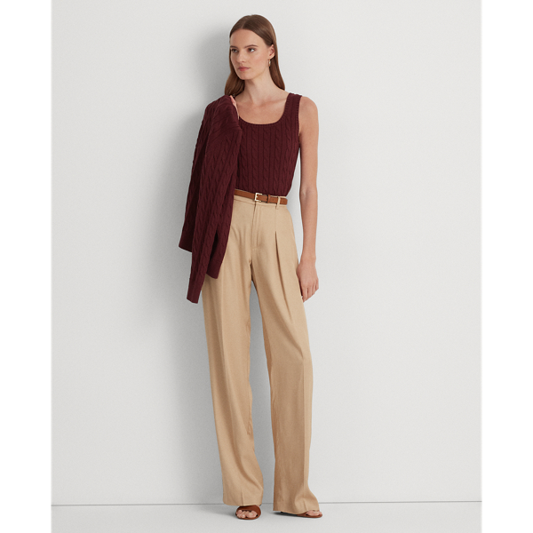 Vintage Burgundy Cable-Knit Sleeveless Sweater Lauren 4