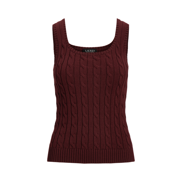 Vintage Burgundy Cable-Knit Sleeveless Sweater Lauren 2