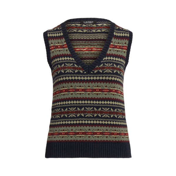 V neck fair isle sweater sales