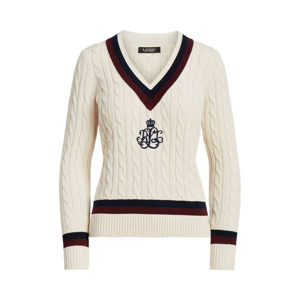 Cable-Knit Cotton Cricket Jumper Lauren 1