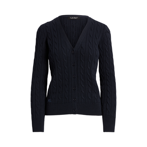 Baumwollstrickjacke mit Zopfmuster