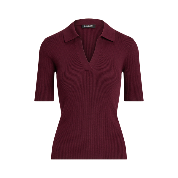 Rib-Knit Cotton-Blend Polo Jumper Lauren 1
