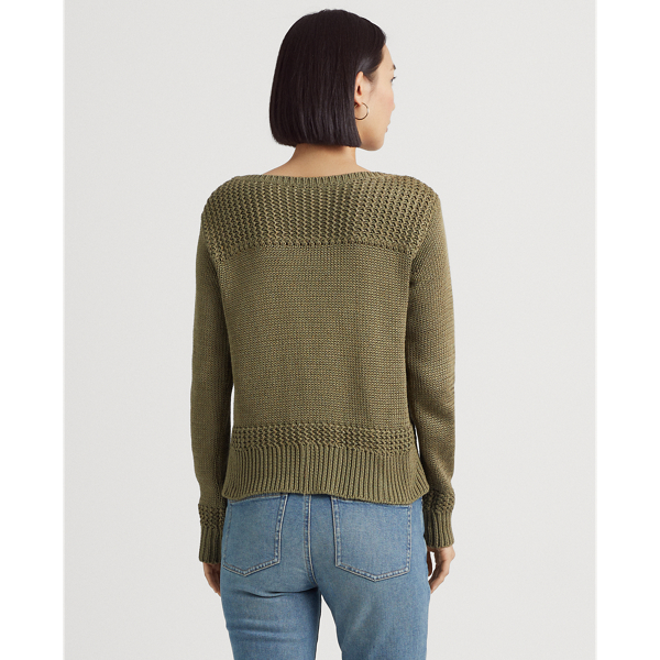 Olive Fern Cotton-Blend Boatneck Sweater Lauren 5