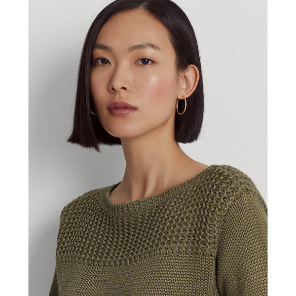 Olive Fern Cotton-Blend Boatneck Sweater Lauren 6