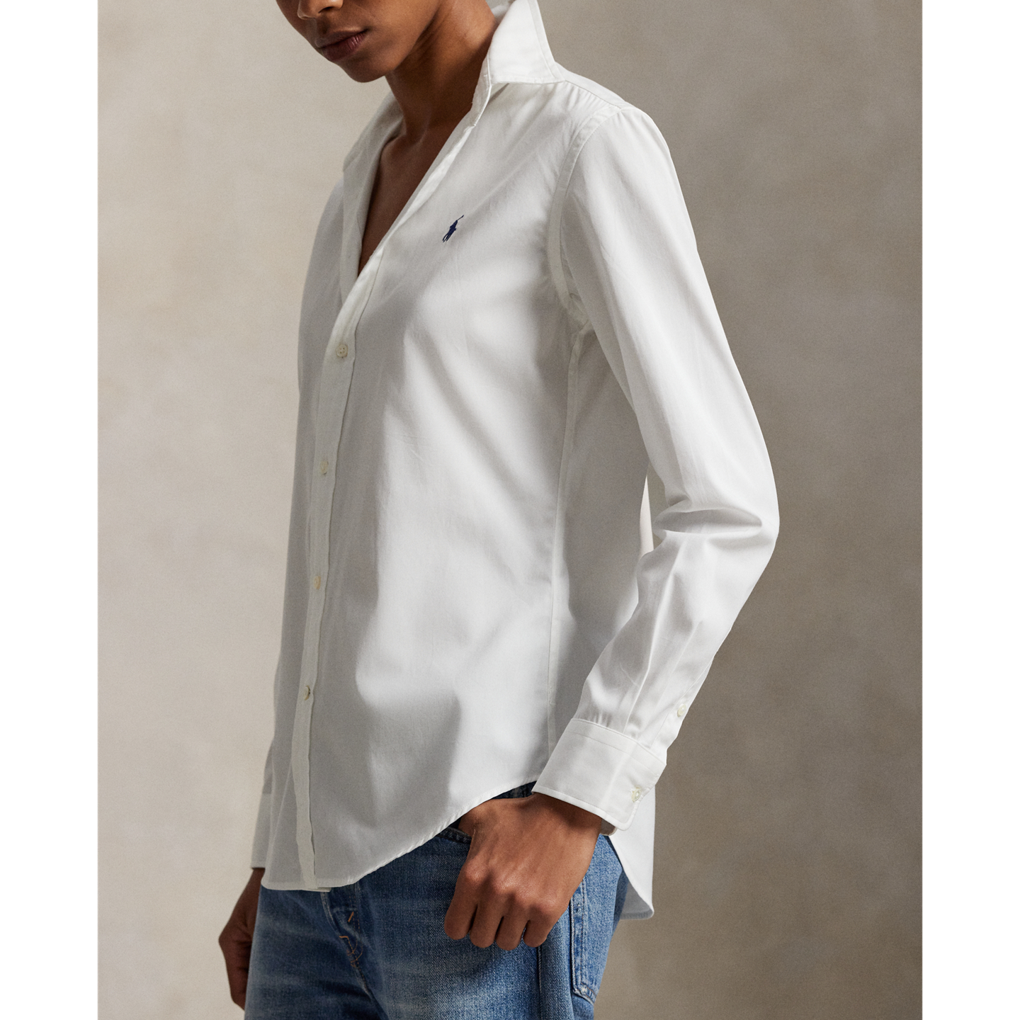 Женская рубашка Ralph Lauren Slim Fit Cotton, цвет: Белый — фото 3