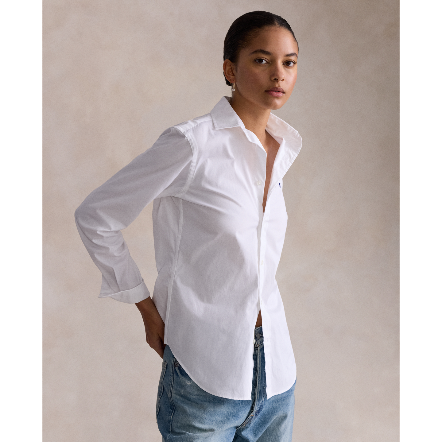 Женская рубашка Ralph Lauren Slim Fit Cotton, цвет: Белый — фото 4