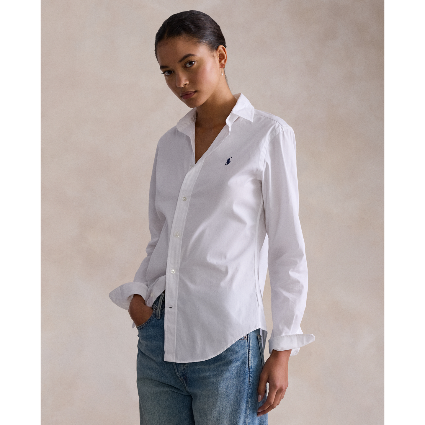 Женская рубашка Ralph Lauren Slim Fit Cotton, цвет: Белый — фото 5