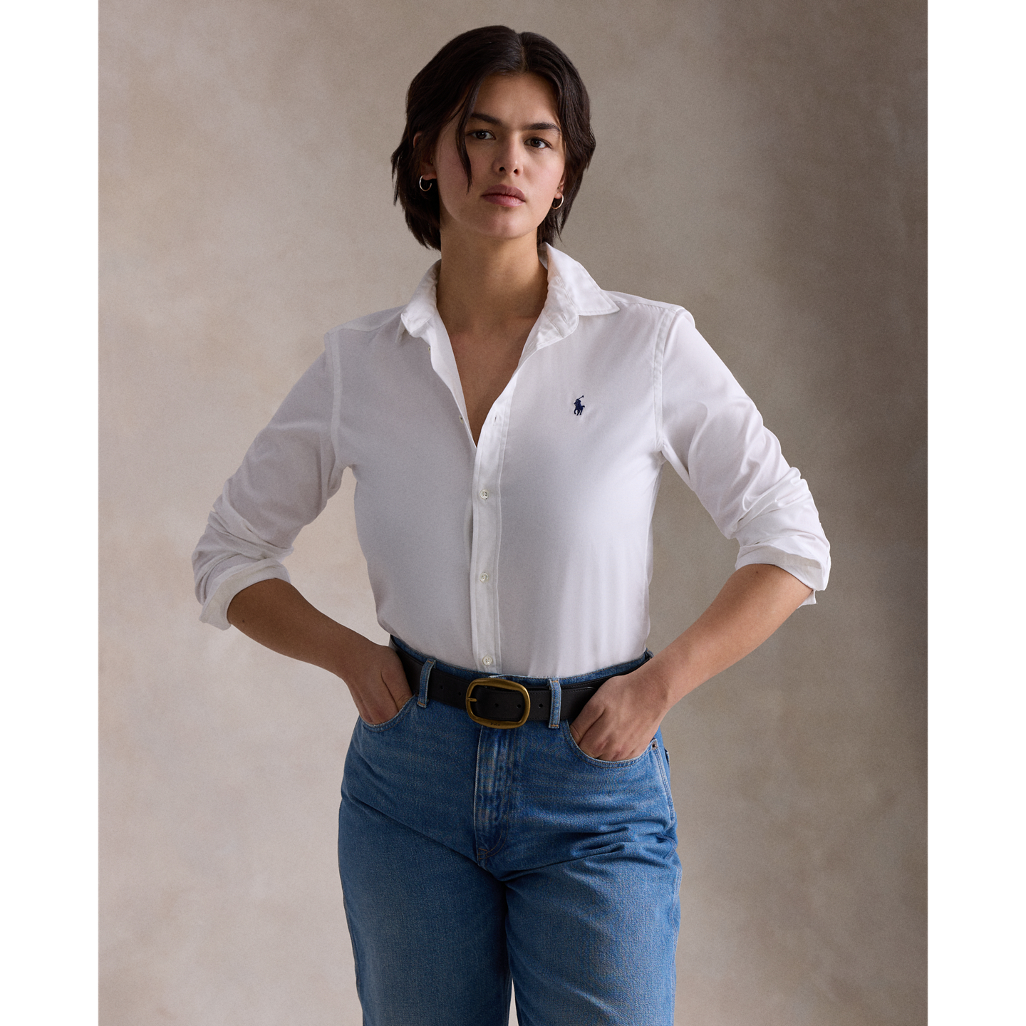 Женская рубашка Ralph Lauren Slim Fit Cotton, цвет: Белый — фото 6