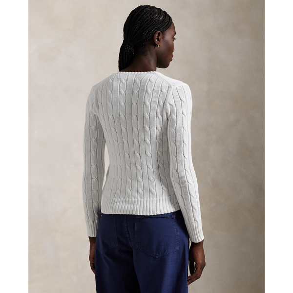 Cable-Knit Cotton V-Neck Jumper for Women | Ralph Lauren® NO