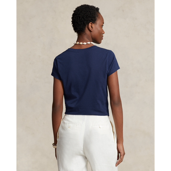 Navy blue polo v neck t shirt hotsell