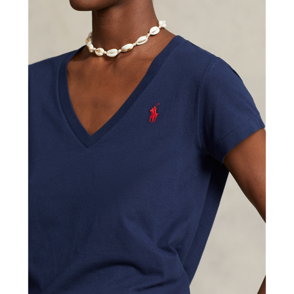 Cotton Jersey V Neck T Shirt for Women Ralph Lauren PA