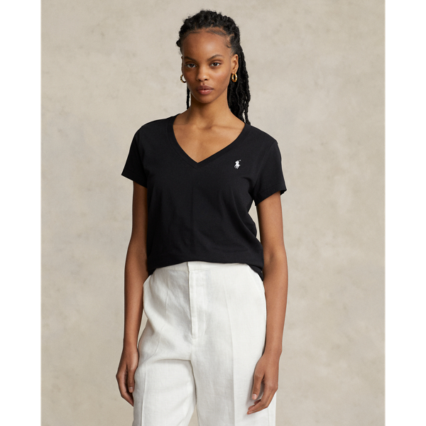 Cotton Jersey V Neck T Shirt for Women Ralph Lauren UK