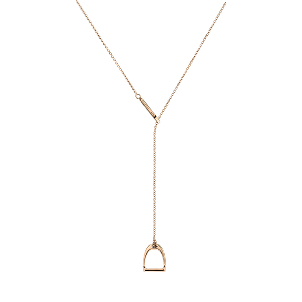 Rose Gold Stirrup Lariat Necklace