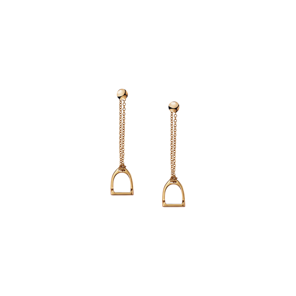 18k Rose Gold Rose Gold Stirrup Chain Earrings The Equestrian Collection 1