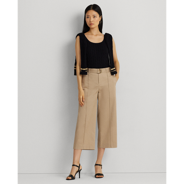 Birch Tan Twillhose mit weitem Bein und Gürtel Lauren 1