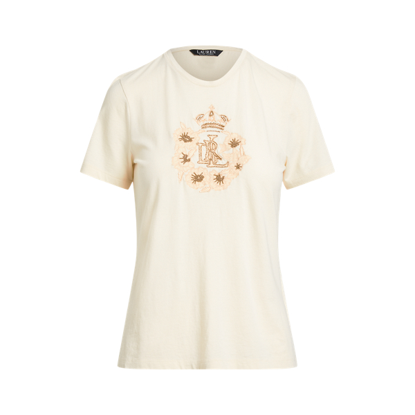 Beaded-Logo Jersey Tee Lauren 1
