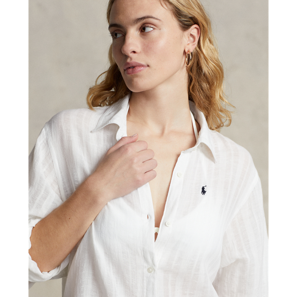 Hemdkleid-Cover-up f&uuml;r Badeanzug Polo Ralph Lauren in Wei&szlig; 5