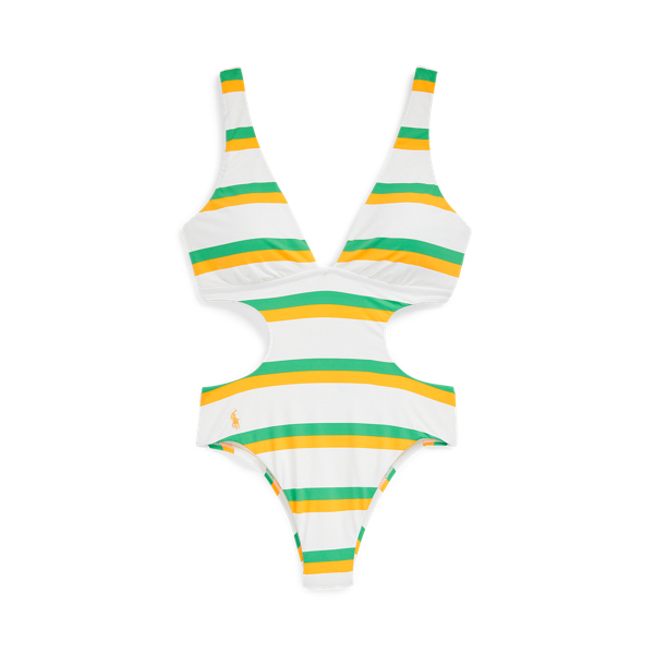 Gestreept one-piece met V-hals en cutout Polo Ralph Lauren in 1