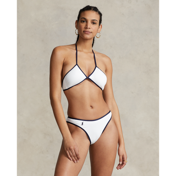 Two-Tone V-Neck Halter Bikini Top