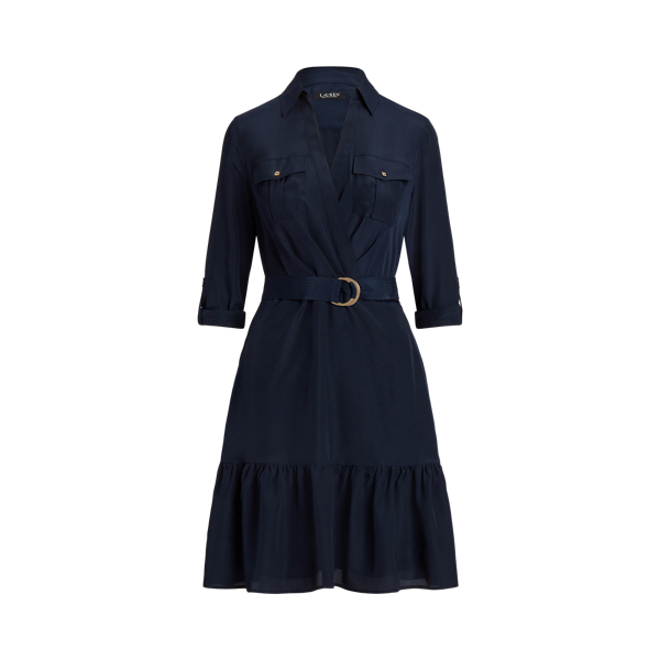 Robe-chemise ceintur&eacute;e en cr&ecirc;pe Lauren en 1