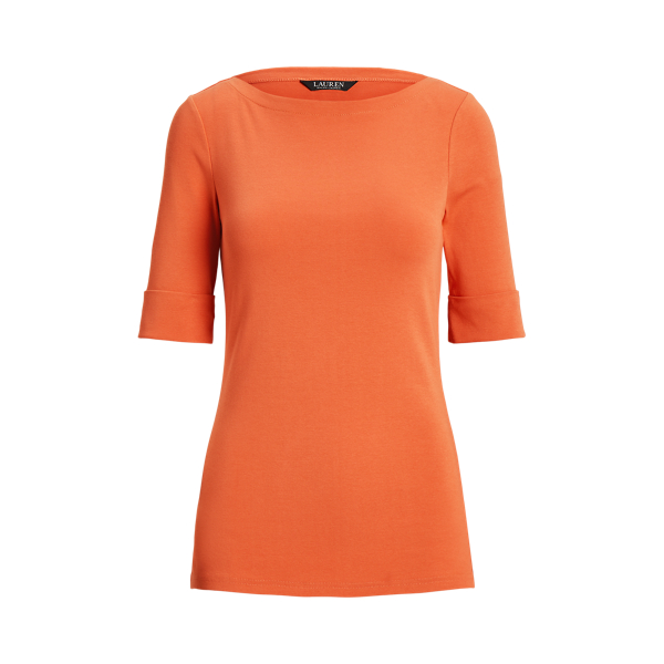 Stretch Cotton Boatneck Tee Lauren 1