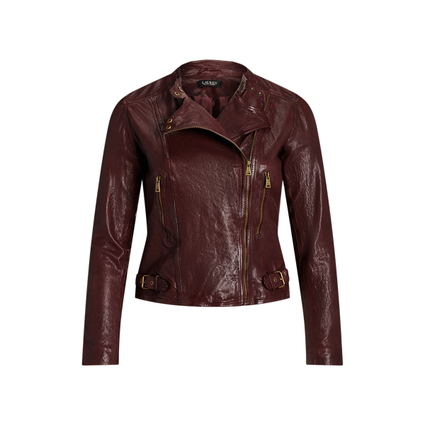Tumbled Leather Moto Jacket Lauren Woman 1