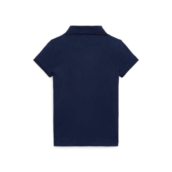 Refined Navy Stretch Mesh Polo Shirt Girls 2-6x 2